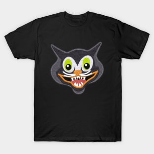 Felt Look Creepy Vintage Style Cat Face Cherie's Art(c)2021 T-Shirt